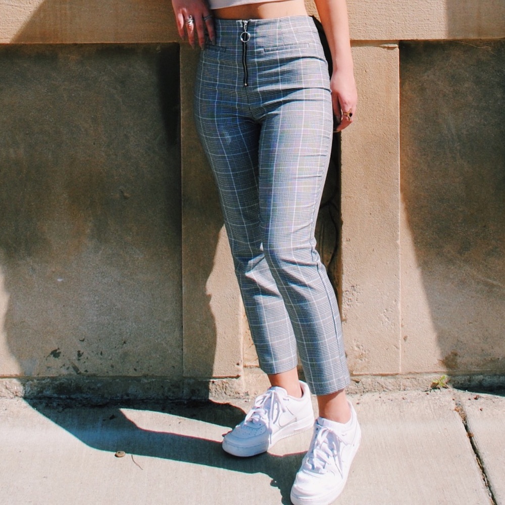 Gray plaid pants